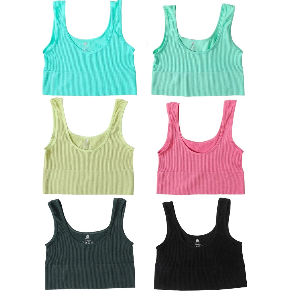 Seamless Bras For Women Streetwear Rib Sports Tank Top Sexy Lingerie No Pads Crop Top Female Fitness Underwear Aviola
