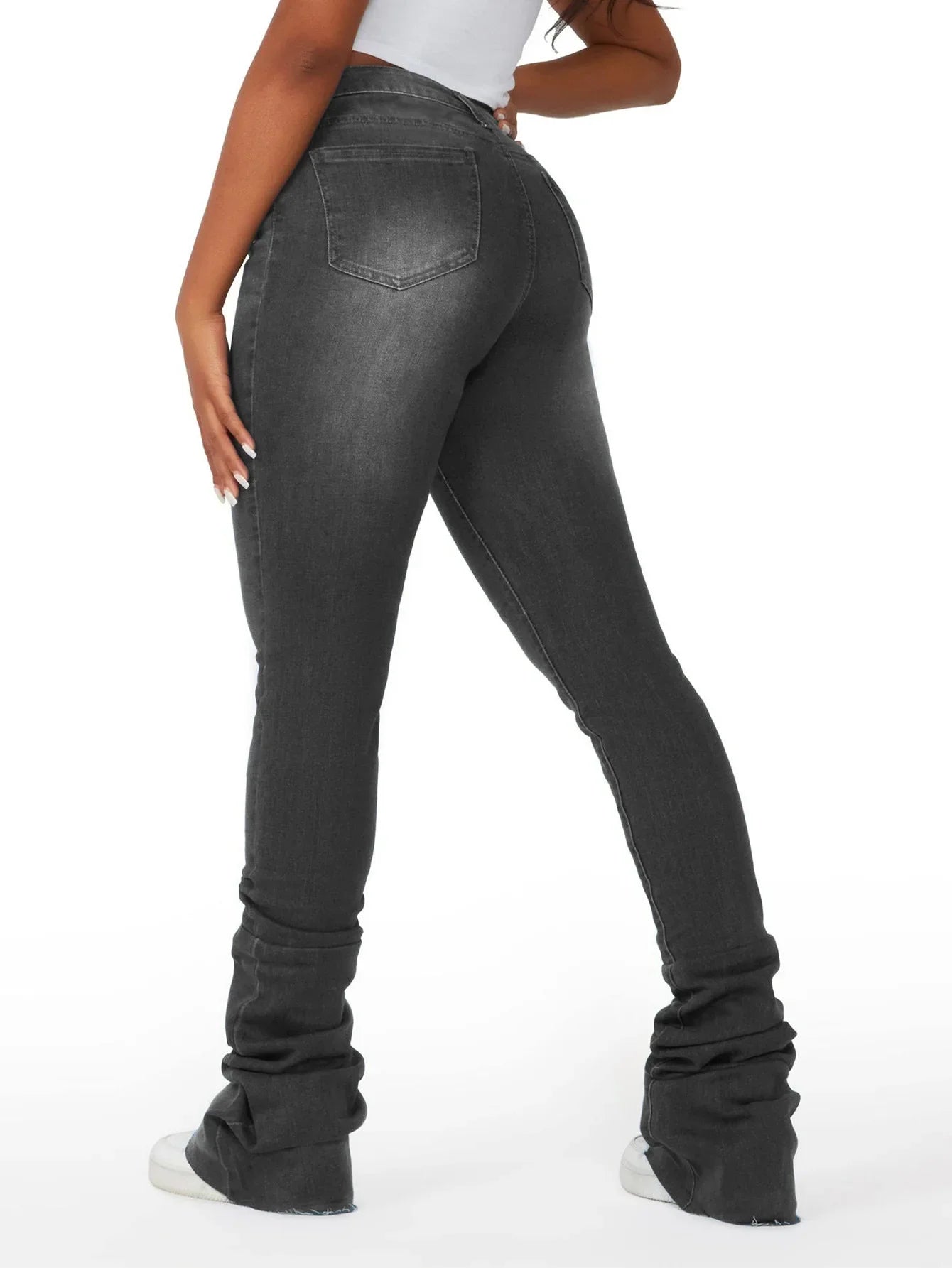 Washed Denim Straight Pants Women Ankle Length Jean Ripped Hole Distressed Pockets Solid Casual Skinny Vintage High Waist Aviola