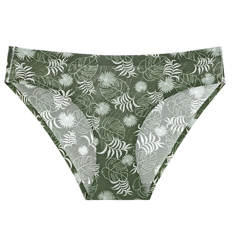 Woman Seamless Panties Women Ice Silk Underwear Printed Female Underpants Big Size Sexy Underwear Girls Briefs NK2153 Aviola