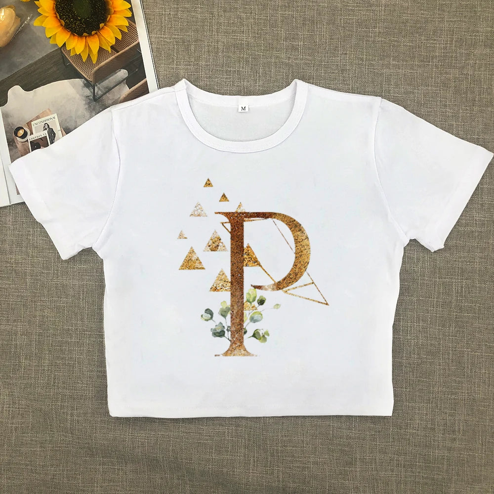 2024 Europe and the United States new printed art letter short sleeve women with street women T-shirt Y2K Aviola