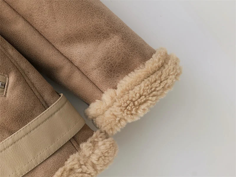 RARF 2024 new European and American women's fur one long sleeve standing collar double-sided jacket fur one thick warm coat Aviola