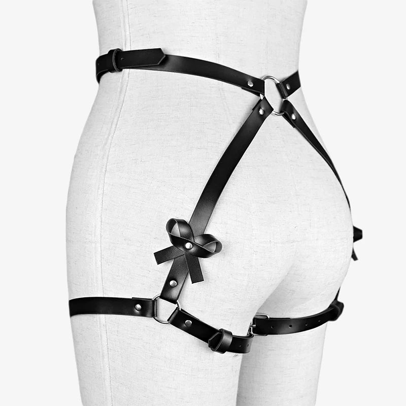 Bdsm Bondage Leg Harness Garter Belt Erotic Lingerie Women Body Garters Gothic Lenceria Mujer Sexy Bow PU Leather Harness Belts Aviola