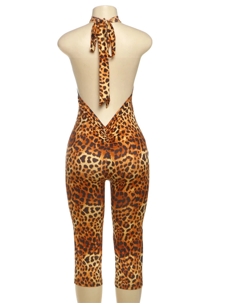 Nibber Bandage Sexy Dot Print Romper Women Y2K Backless Halter Fit Tight Stretch Summer Trend Hipster Activity Workout Playsuits Aviola