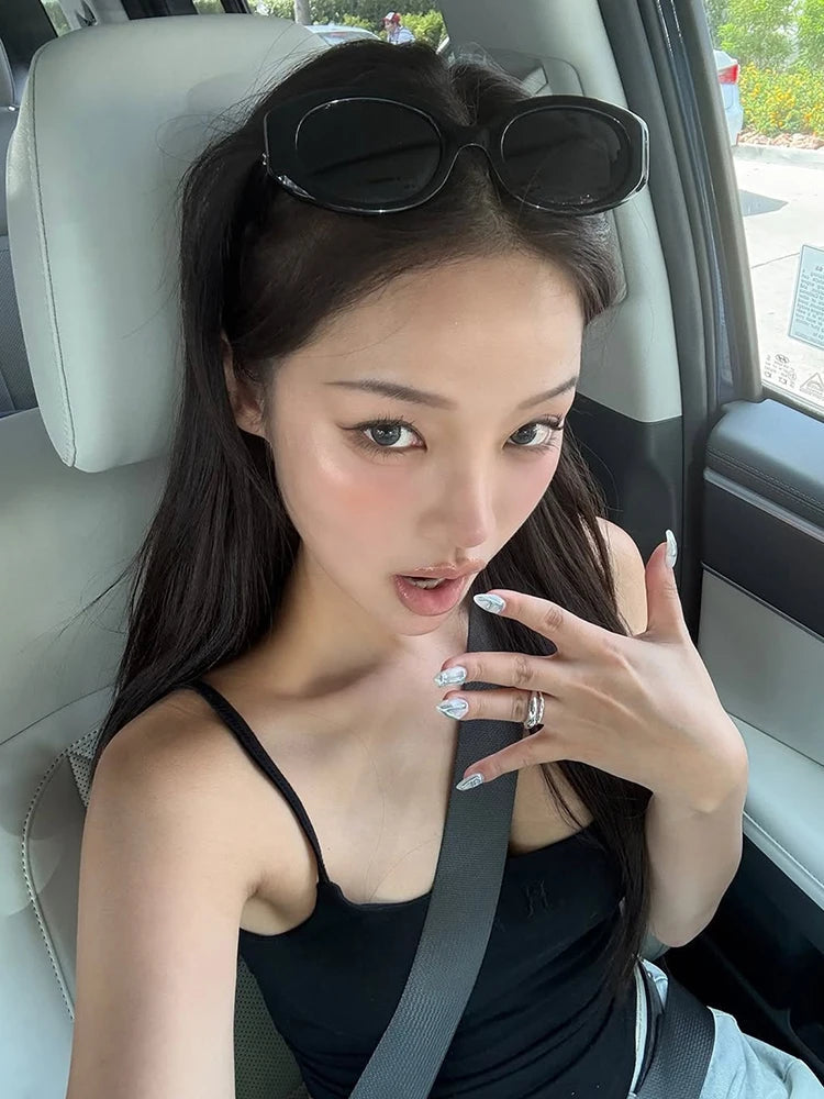 Nibber Low-Neck Camisole Women Irregular Hem Skinny High Elasticity Sleeveless Backless Daily Versatile Sexy Simple Mini Tops Aviola