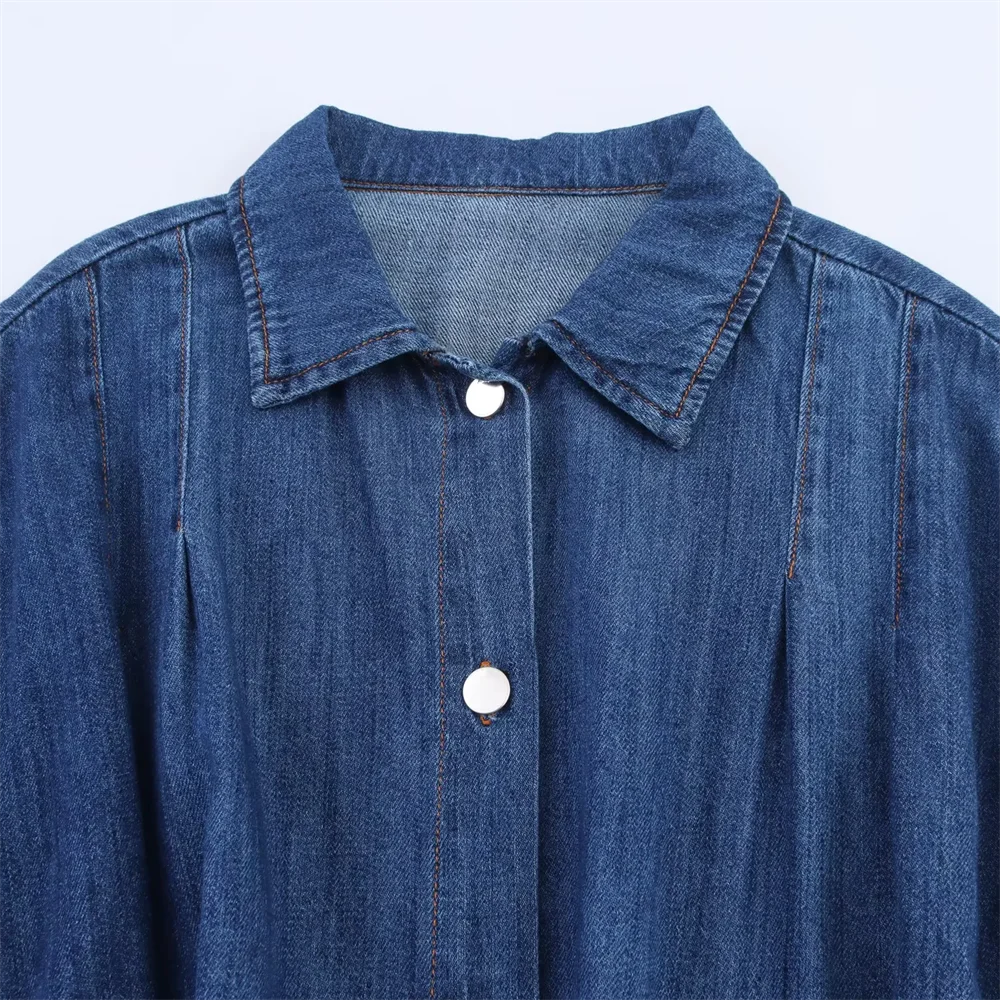 BM&MD&ZA2025denim dress for women summer new mid-length loose temperament A-line skirt over knee shirt skirt Aviola