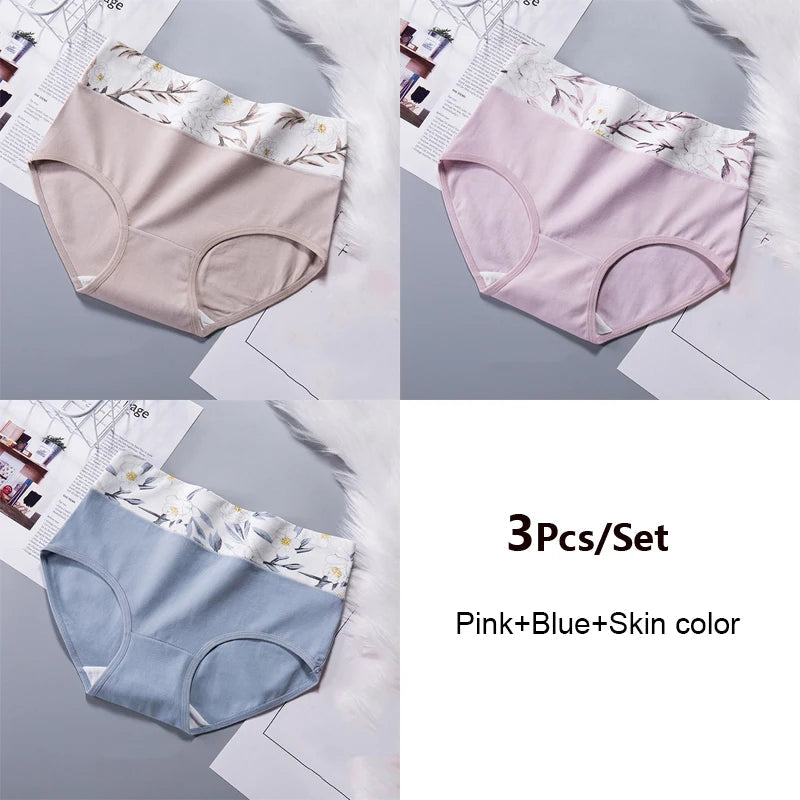 3pcs/Set Printed Underwear for Women Underwear Soft Cotton Knickers Briefs Basic Ladies Panties Full Coverage Breathable Panties Aviola