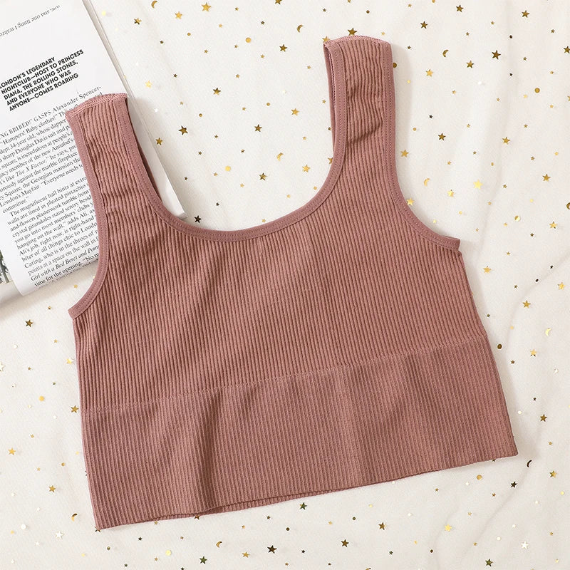 Seamless Bras For Women Streetwear Rib Sports Tank Top Sexy Lingerie No Pads Crop Top Female Fitness Underwear Aviola