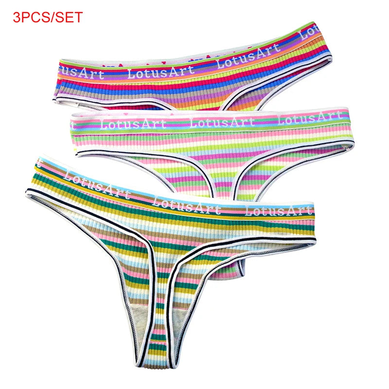 3pcs/Set Colorful Low Waist Cotton Panties for Women Panties Lingerie Breathable Female Girl Briefs Comfortable Pants Aviola