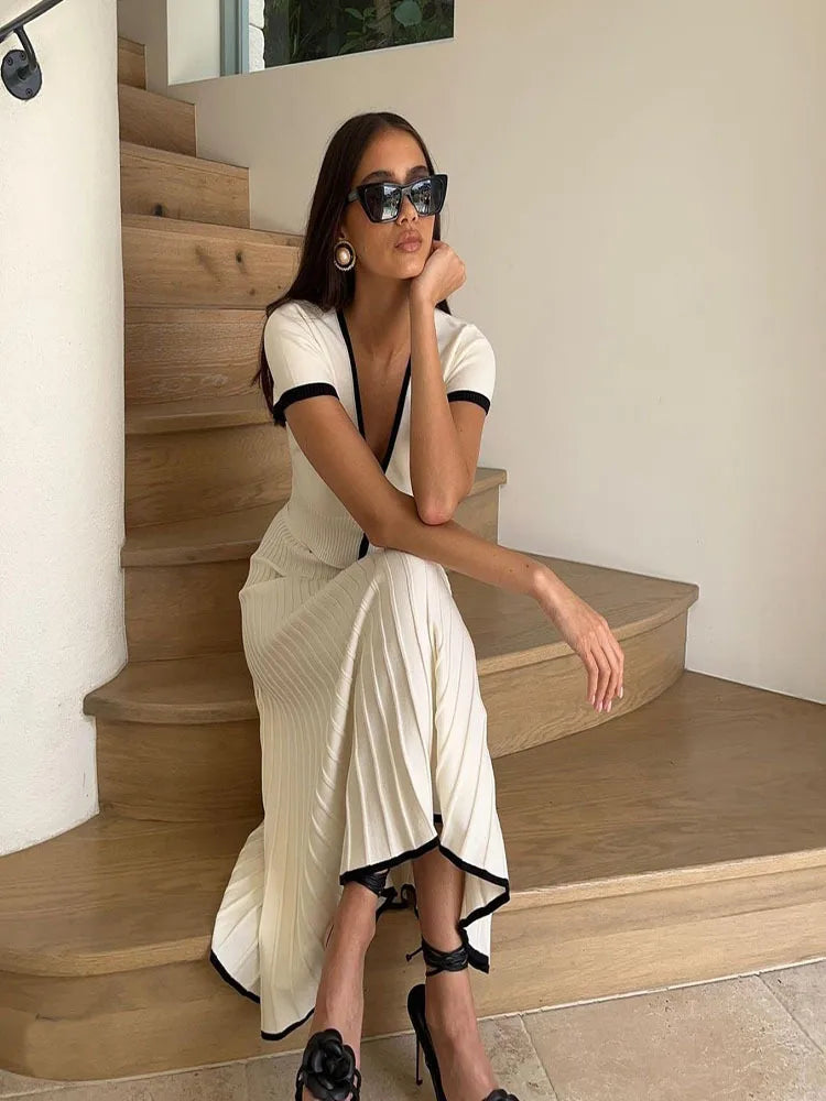 Nibber Daily Women 2piece Set v-Neck Single-Breasted Short Sleeves Mini Tops+Elasticated Waist Bottoms Temperament Classic Suits Aviola