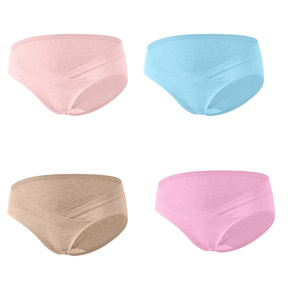 4 Pairs Pregnant Women Panties Underwear Cotton Pregnancy Low Waist Breathable Underwear Aviola