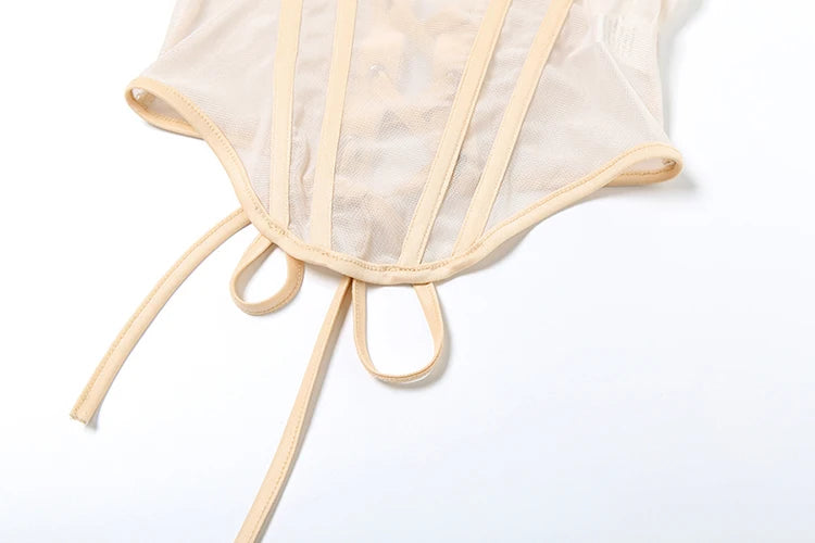 Nibber Sexy Women Vacation Halter Patchwork See Through Fishbone Tops+Solid High Elasticity Bottoms Beach Party Matching Suits Aviola