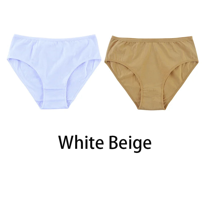 2PCS/Set Women Sexy 95% Cotton Panties Plus Size Underwear Female Underpants Girls Soft Briefs Comfort Lingerie Aviola