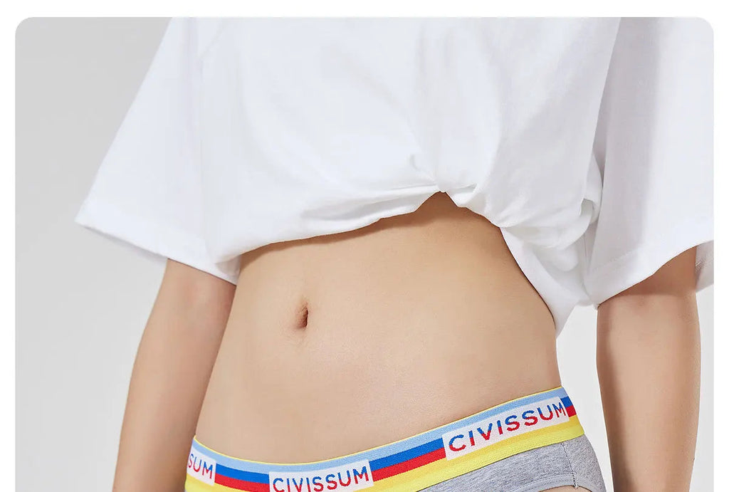 Women 100% Cotton Sexy Rainbow Panties Female Low Waist Underwear Classic Design Lingerie Girls Cute Briefs Aviola