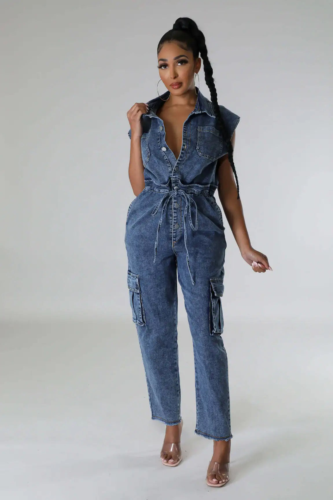 Demin Overalls Women Slim Fit Jumpsuits Sleeveless One Piece Long Pants Mom Jeans High Waist Y2k Club Party Casual Rompers Aviola