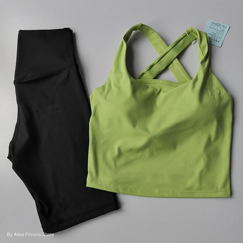 2PCS  Women Yoga Set Workout Sports Bra Set Sportswear Gym Clothing Fitness Long Sleeve Crop Top High Waist Shorts Sports Suits Aviola