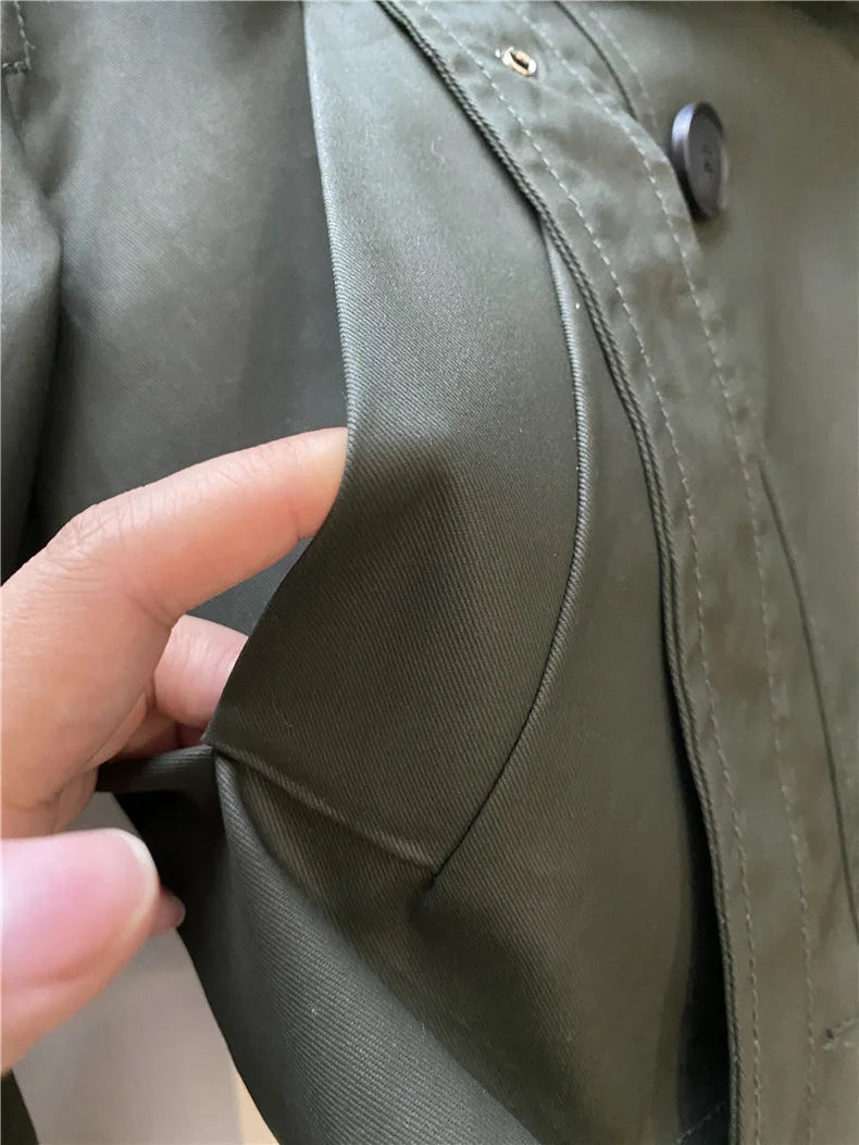 RARF 2024 autumn new women's fashion pocket double breasted waxed leather short trench coat women's top coat Aviola