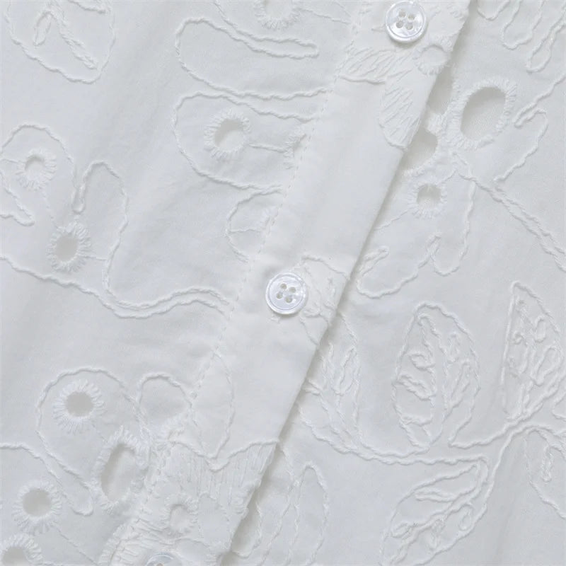 RARF  vestido elegante de encaje bordado para mujer, vestido blanco de empalme, Floral, ahuecado, suelto, informal, para fiesta Aviola