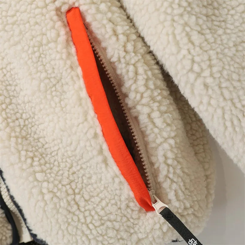 RARF 2024 men's new stand-up collar splicing grab fleece jacket jacket men's thickened hooded top can do couples Aviola