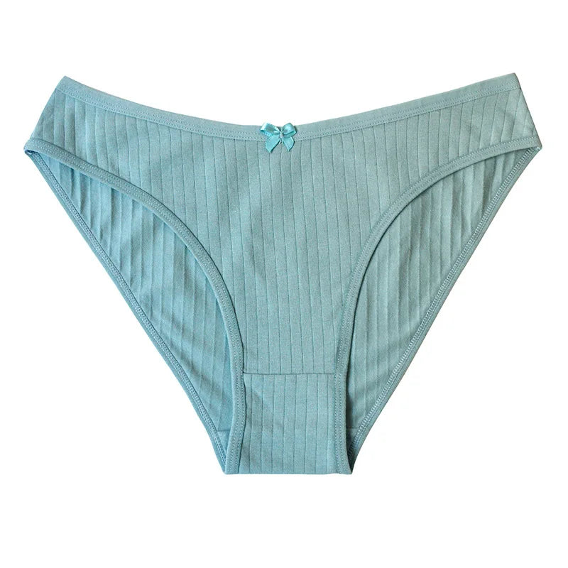 3PCS/Set Women Cotton Panties Sexy Classic Underwear Low Rise Female Rib Underpants Girls Comfort Briefs Bow Lingerie Aviola