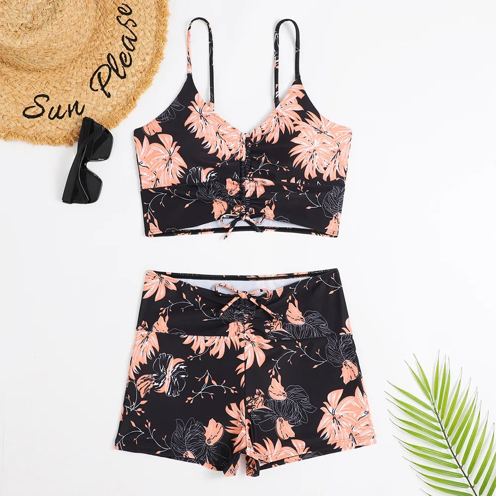 2025 High Waist Bikini Swimsuit Women Push Up Bikini Floral Swimsuit Print Bikini boxers Swimwear Swim Trunks Bathing Suit Aviola