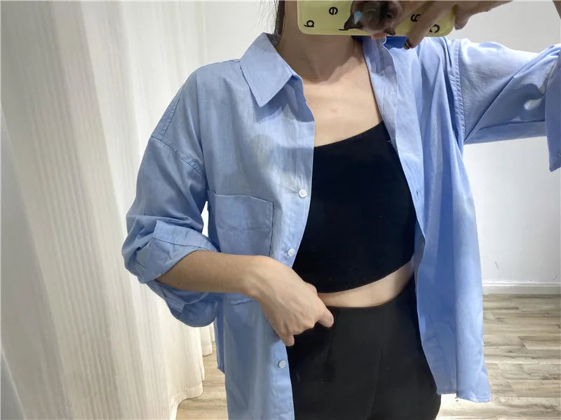 RARF Women Autumn Single Breasted Blouses Vintage Lapel Collar Long Sleeve Office Lady Female Shirt Chic Pocket Top Blusas Aviola