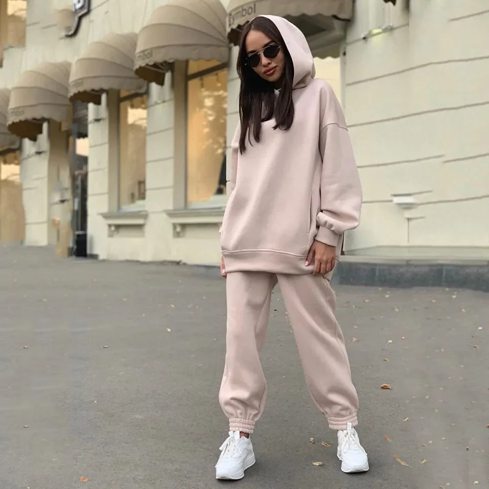 autumn tracksuit outfit set Women Two Piece Set hoodies Hooked Leisure Wide Leg Long Pants Sets Slim Fit Office Ladies Autumn Aviola