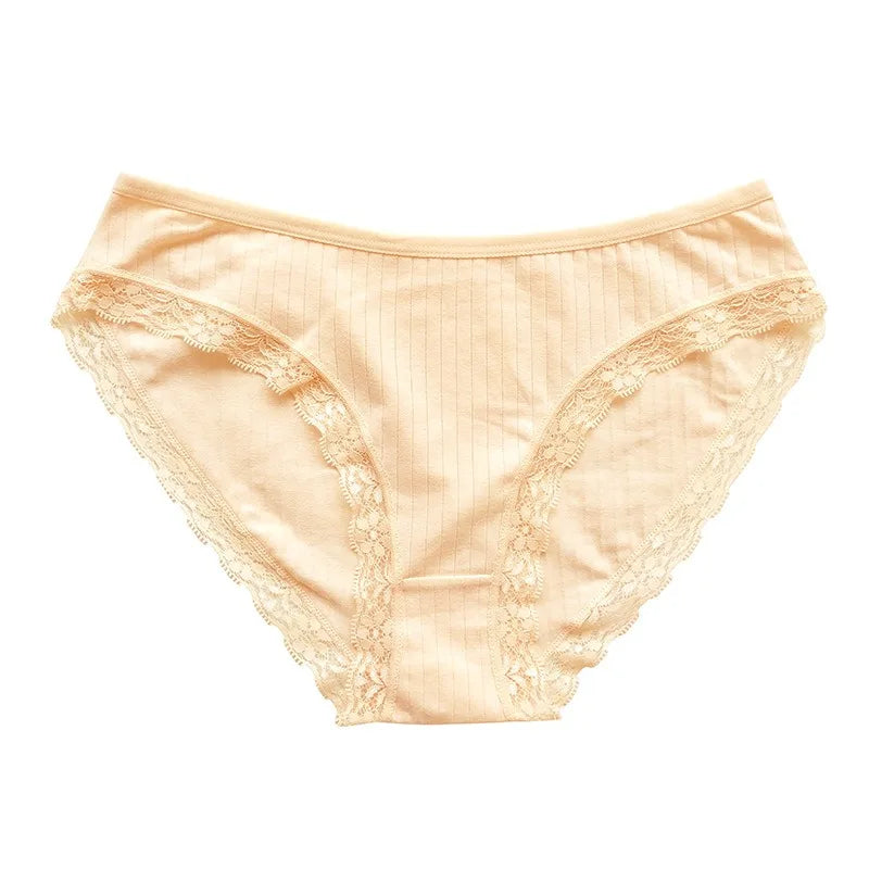 5Pcs/Set Cotton Panties Women Lace Trim Briefs Female Underpants Solid Color Panty Seamless Underwear M-XL Panties Lingerie Aviola