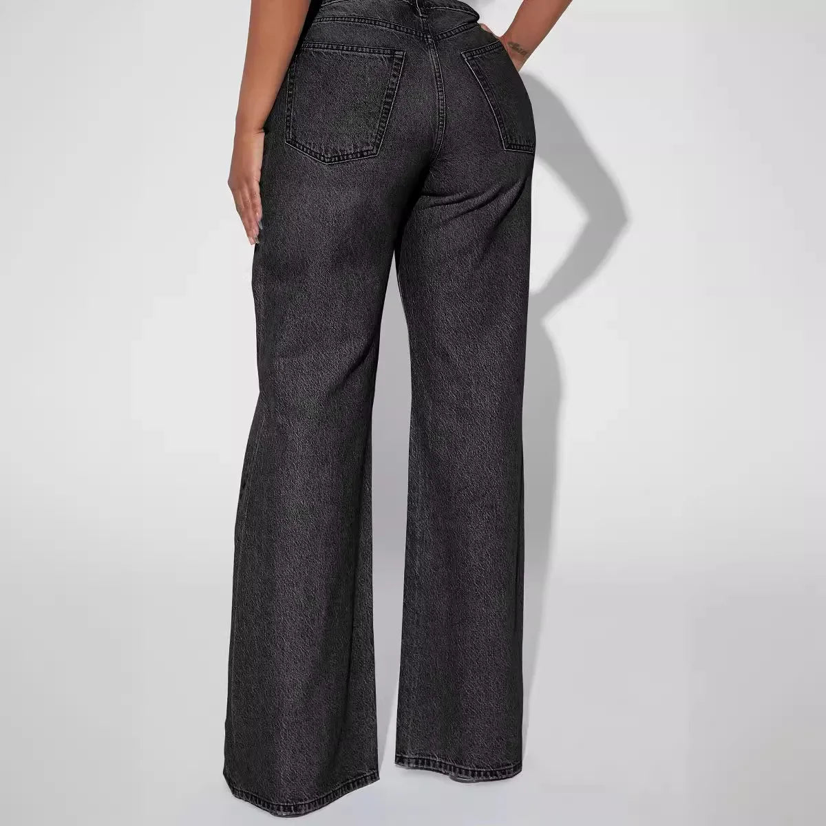 Jeans Wide Leg Pants Women Vintage Denims High Waist Mom Pocket Distressed Washed 2025 Streetwear Floor Length Straight Trousers Aviola