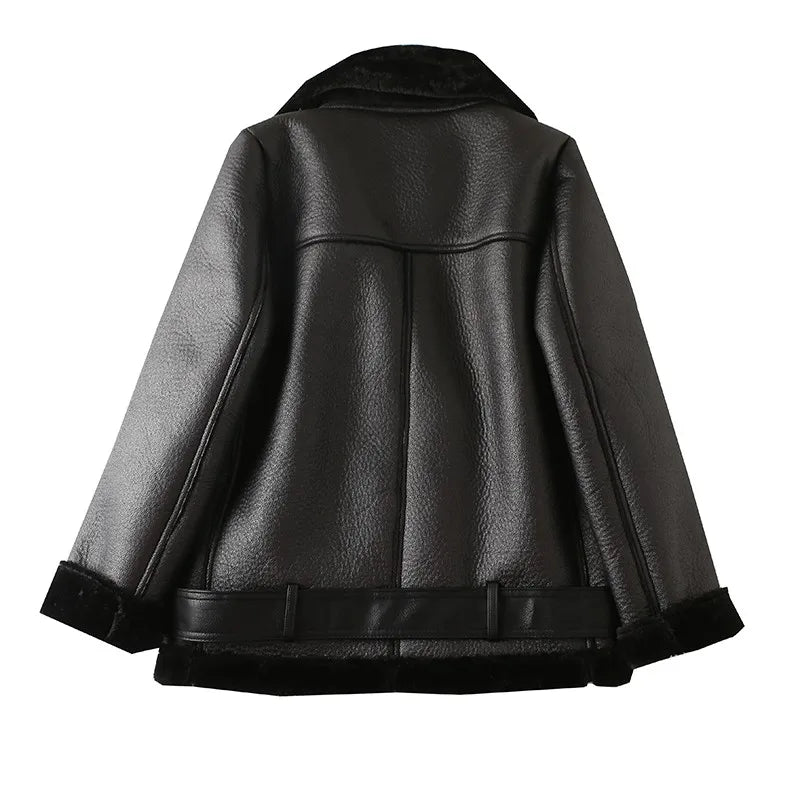RARF The new  women's jacket with extra thick warm and extra thick lamb feather rider jacket with artificial fur Aviola