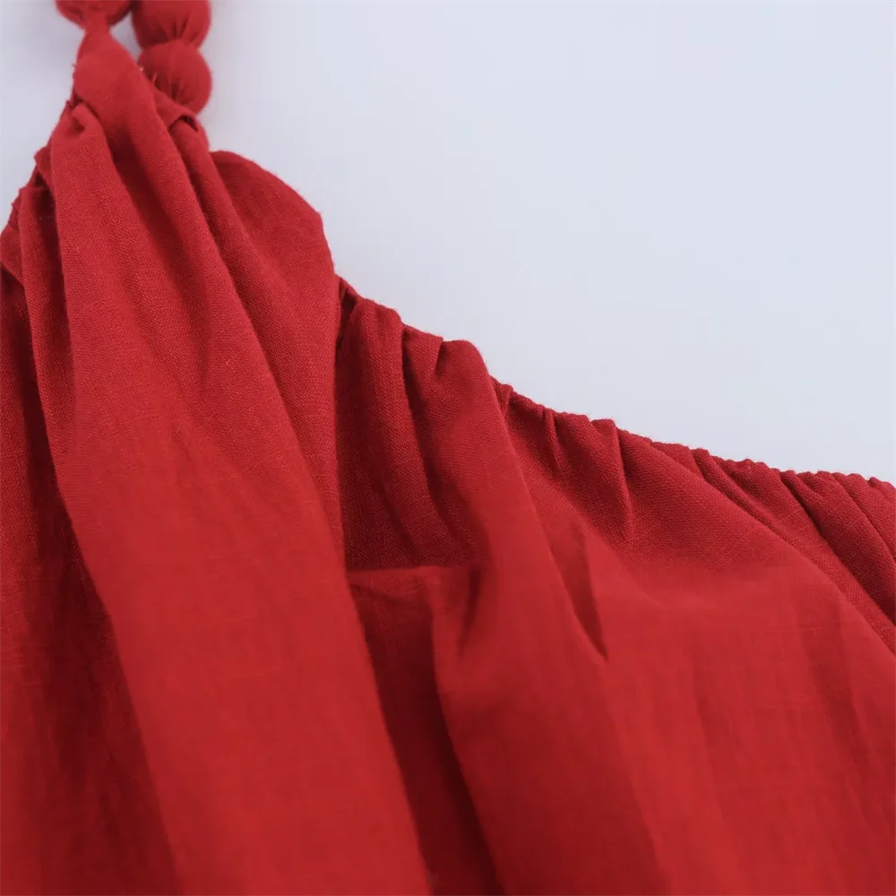 BM&MD&ZA2025beads decoration design loose casual versatile simple suspender dress summer new women's long skirt Aviola