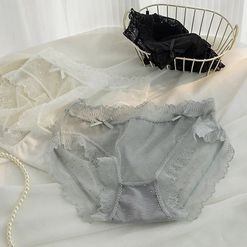 2024 Women Sexy Lace Summer Thin Breathable Underwear Panty Girls Hollow Out Comfort Briefs Low Waist Seamless Underpants Female Aviola