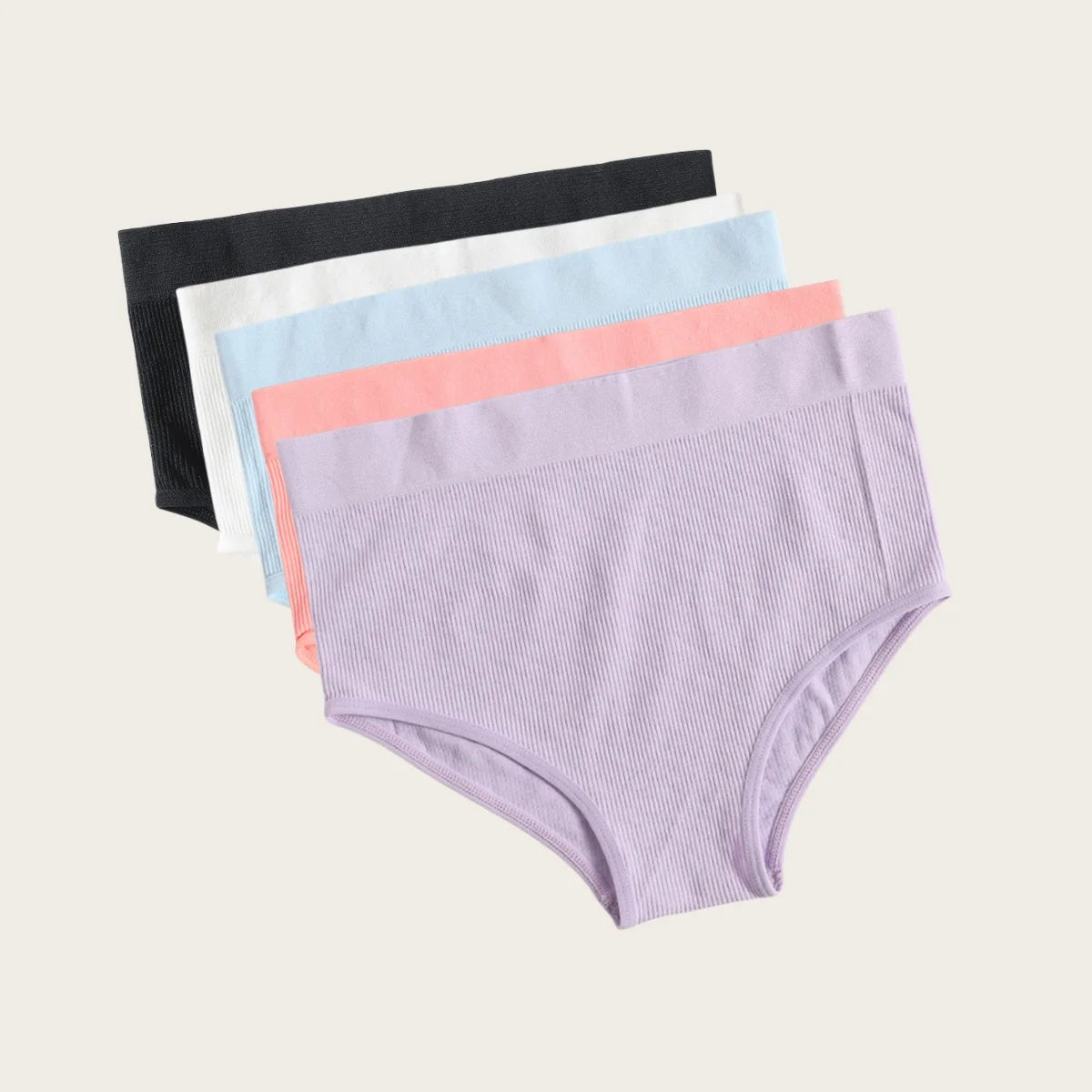 5Pcs/Set Sexy Panties Women Comfort Briefs Soft Intimate High Rise Panty Female Lingerie Solid Color Underpants M-XL Aviola