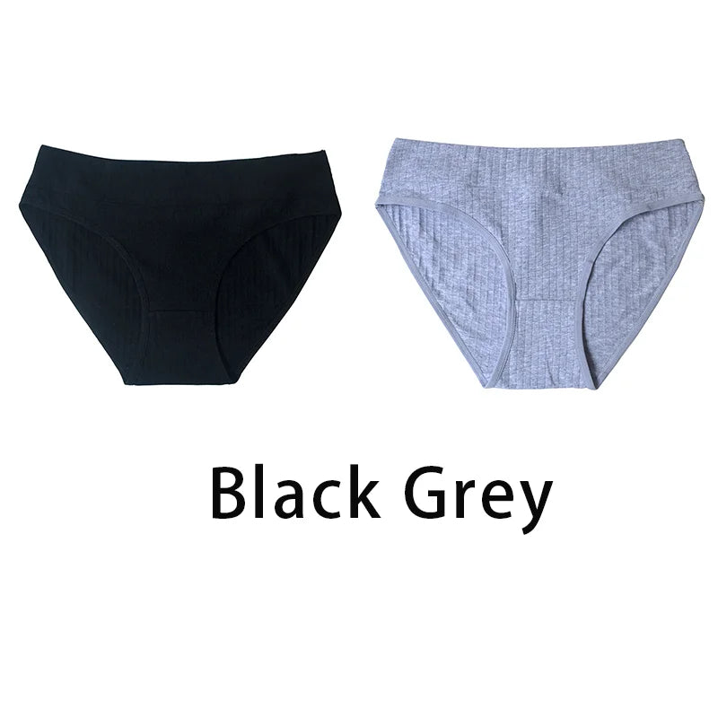 2PCS/Set Women Plus Size Seamless Cotton Panties Daily Underwear Sexy Female Rib Underpants Girls Comfort Briefs Lingerie 835 Aviola