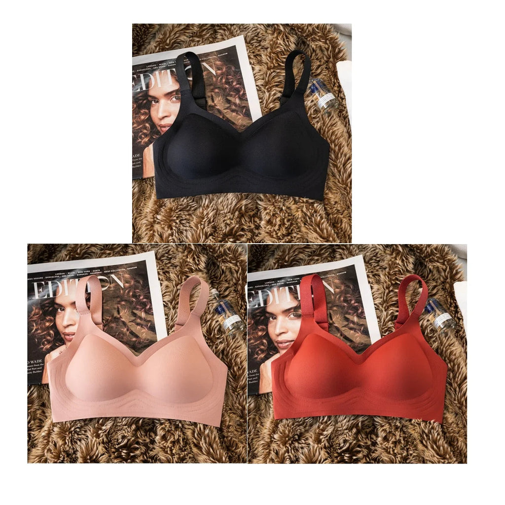 3Pcs/Set Seamless Bras For Women Padded Bra Non-wire Underwear Sexy Lingerie Wide shoulder Straps Brassiere Soft Tops Intimates Aviola