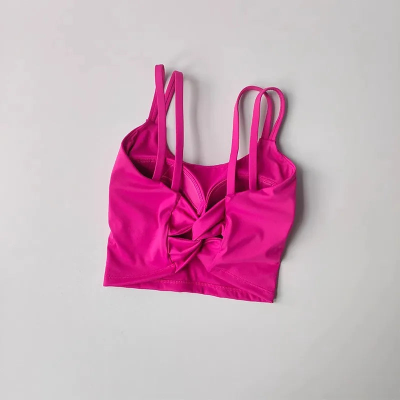 Women's Sports Bras Fitness Top, Sexy Lingerie, Push Up Fixed Pad, Yoga Bra, Back knotted Underwear, Running Vest, Gym Tops Aviola