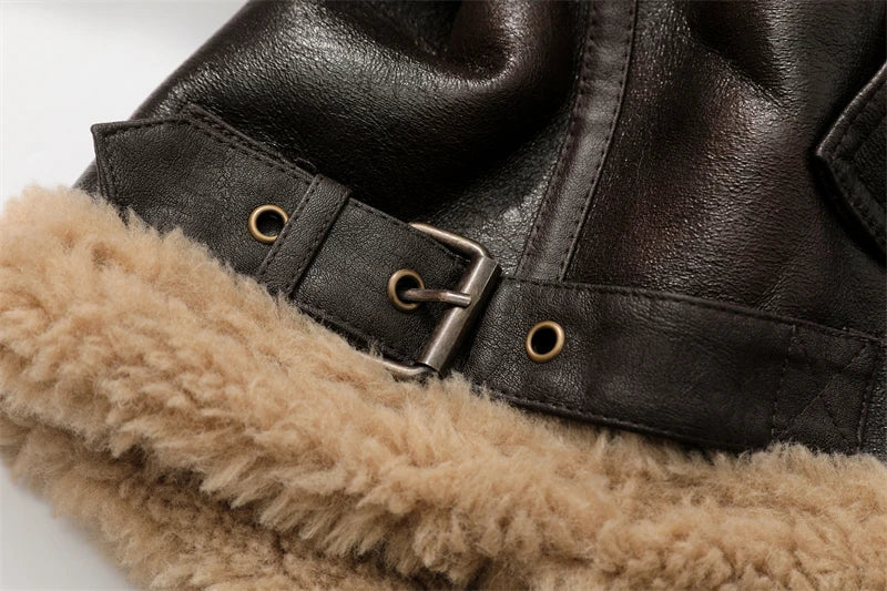 RARF Autumn winter new women's thickened warm double-sided short jacket Women's brown coat Aviola