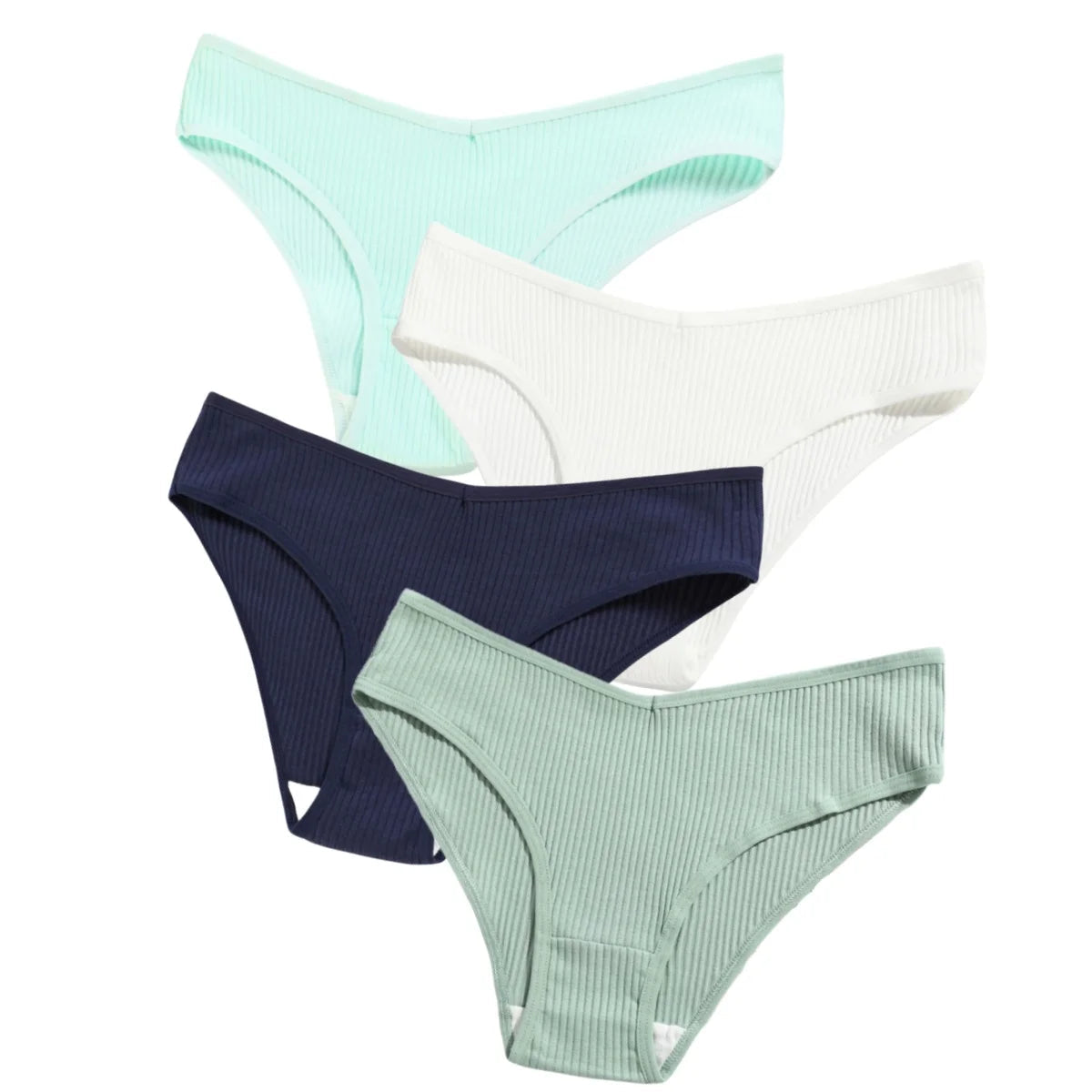 4Pcs/Set Seamless Panties Cotton Briefs Low Waist Bikini Panty Sports Underwear Breathable Solid Color Ribbed Underpants Aviola