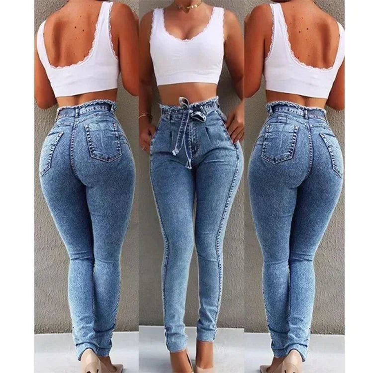 Women High Waist Denim Pants Plus Size Sexy Stretchy Slim Elastic Hips Pants Pencil Pants Trouser Plus Size Sexy Mom Jeans 2025 Aviola