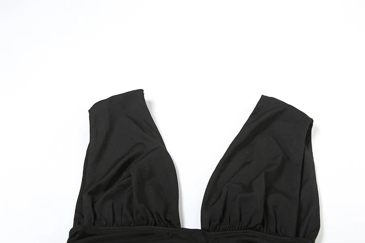 Nibber Folds Sexy 2-Piece Set Women Deep v-Neck Backless Sleeveless Vests+Mini Shorts High Elasticity Classic Matching Suits Aviola