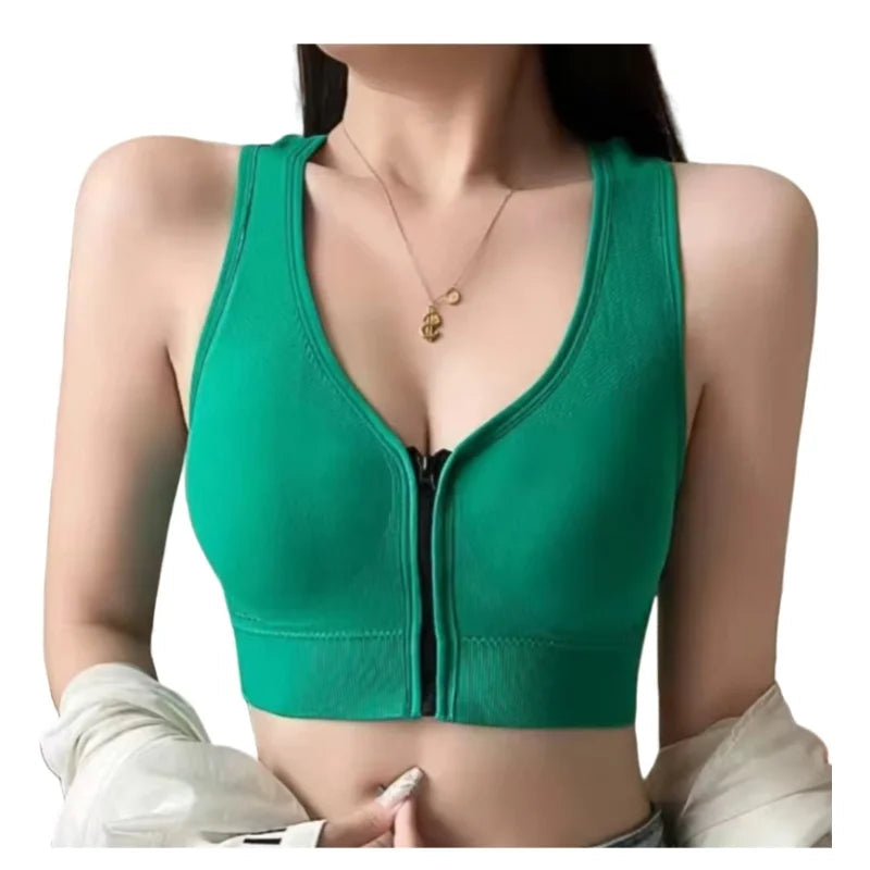 Seamless Bras Crop Top Women V-Neck Front Zipper Push Up Tank Top Women's Sports Underwear Padded Camisoles Aviola