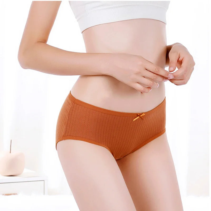 7Pcs/Set Cotton Panties Low Waist Briefs Women Sexy Lingerie Female Underpants Panty Solid Color Breathable Underwear Intimates Aviola