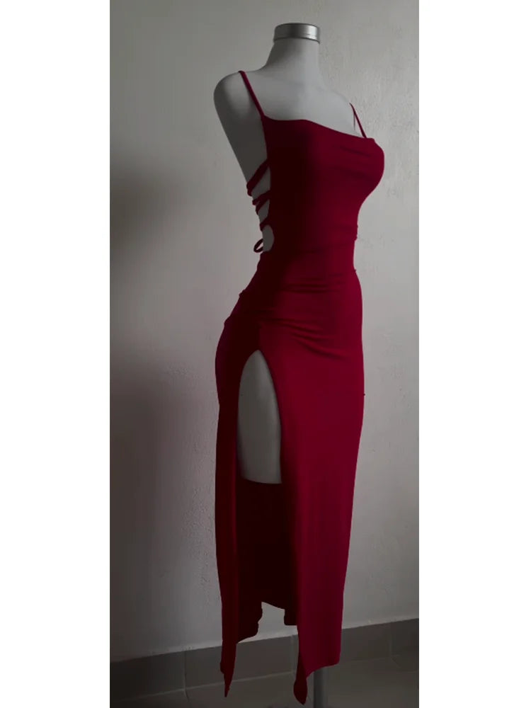 2024 explosive new dress summer high sensibility halter strap Spice Girl bag hip dress Aviola