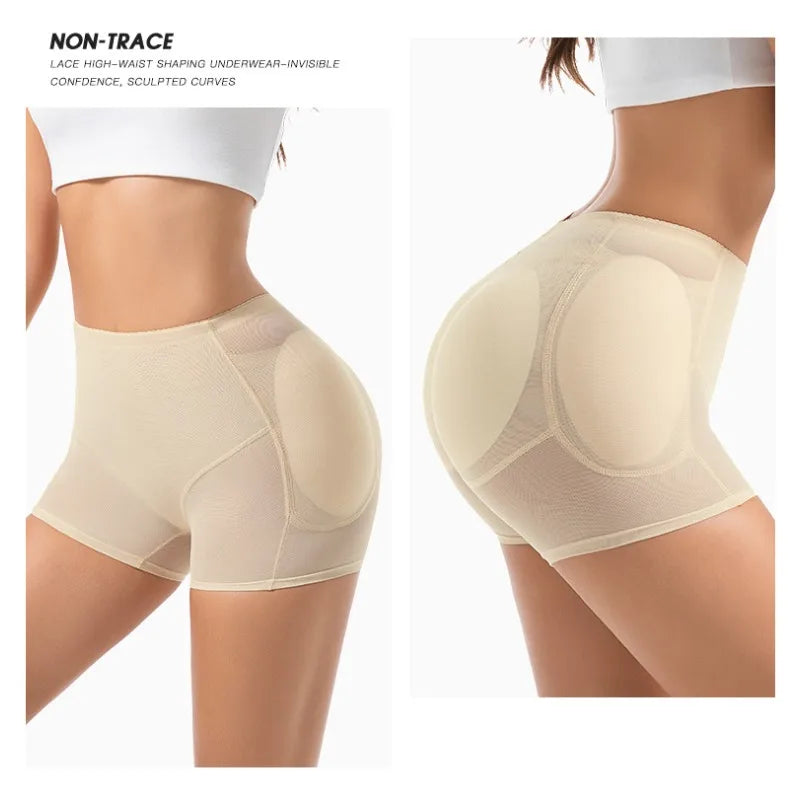 Women 4-Pad Butt Lifter Panties High Waist Tummy Control Shapewear Hip Enhancer Mesh Briefs Belly Slimming Body Shaper Shorts Aviola