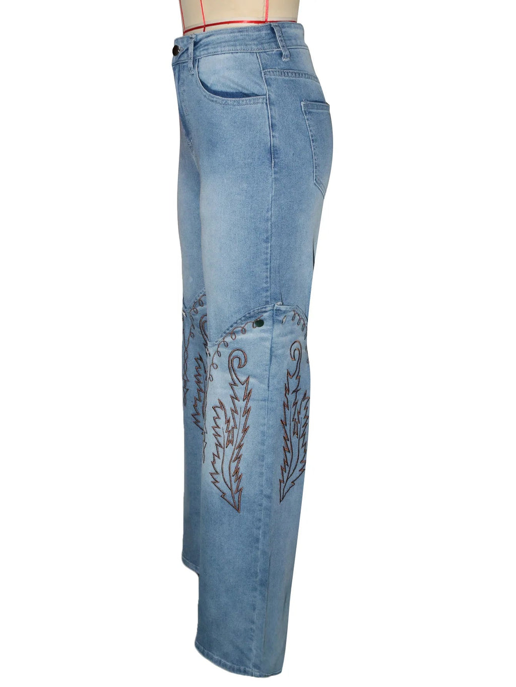 Denim Pant Women Jeans Wide Leg Long Pants High Waist Straight Trousers Y2k Streetwear Embroidery Splice Mom Jeans Party Club Aviola