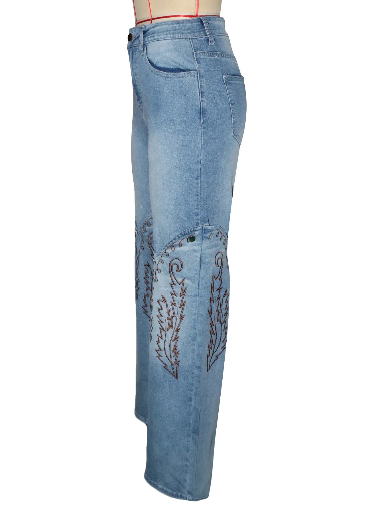 Denim Pant Women Jeans Wide Leg Long Pants High Waist Straight Trousers Y2k Streetwear Embroidery Splice Mom Jeans Party Club Aviola