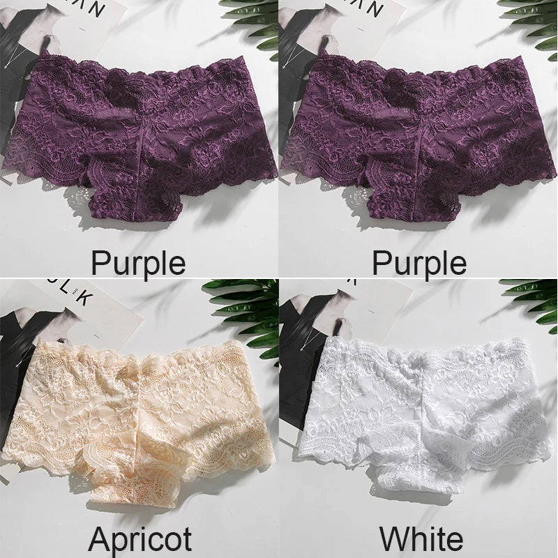 4PCS/Set Lace Women Panties Sexy Underwear Perspective Floral Hollow Out Briefs Female Underpants Breathable Ladies Lingerie Aviola