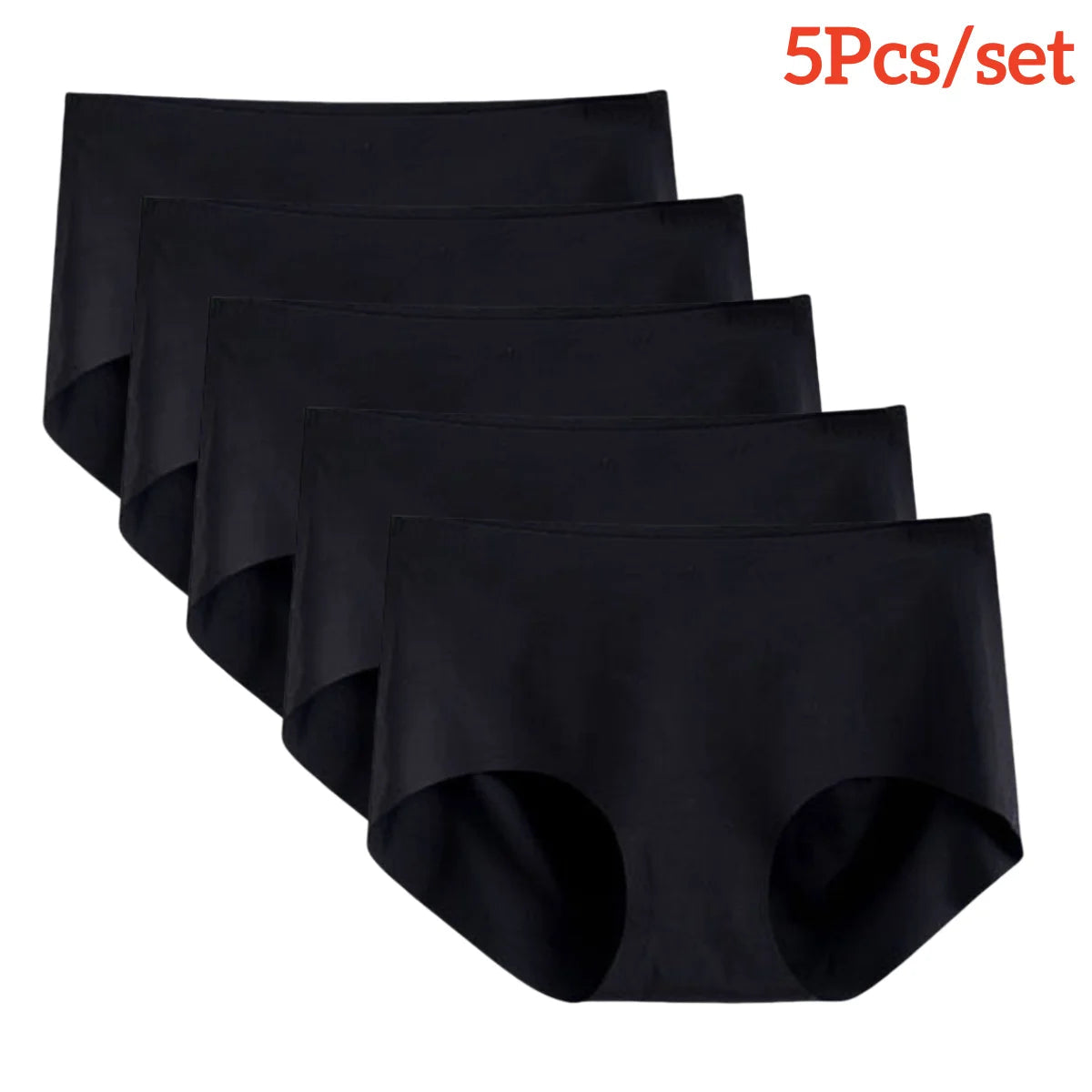5pcs/Set black Women's ice Silk Seamless Underwear Mid-Waist Comfortable Panties Soft Girls Underpants Aviola