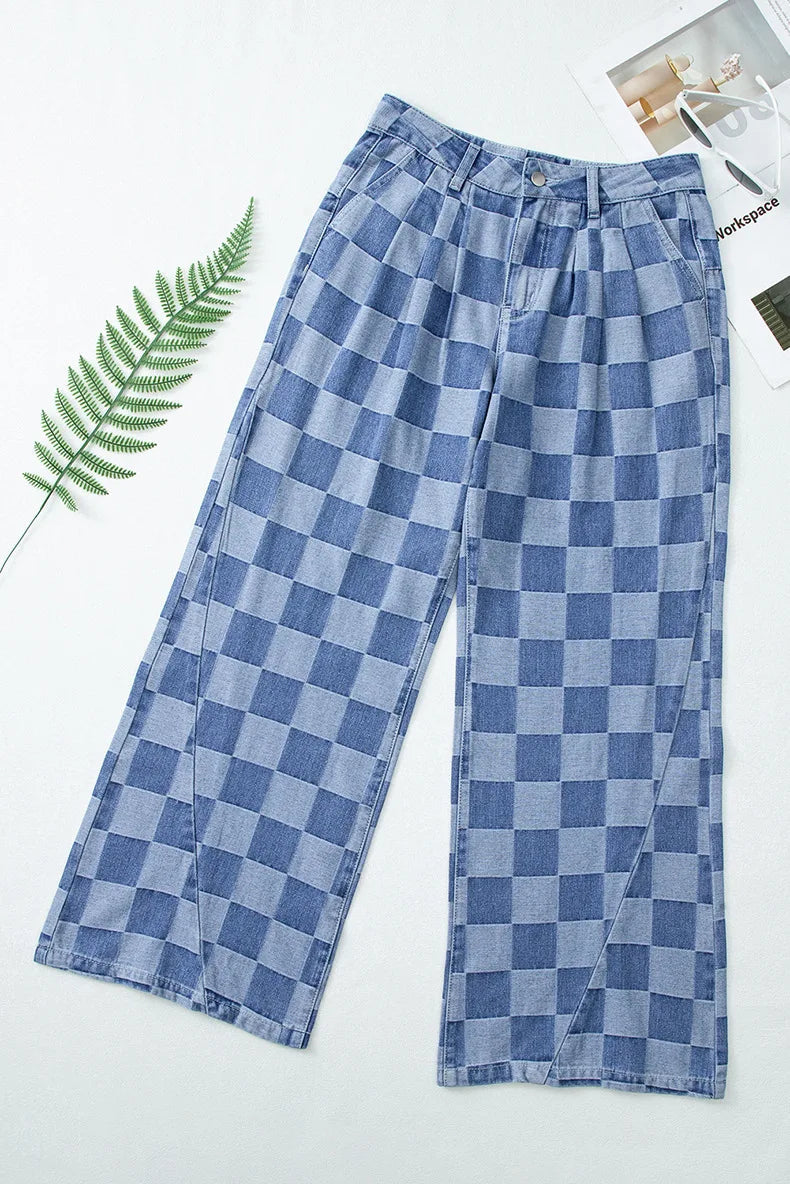 Denim Pant Women Mom Jeans Wide Leg Long Pants Casual Loose High Waist Straight Trousers Y2k Streetwear Splice Punk Club 2025 Aviola