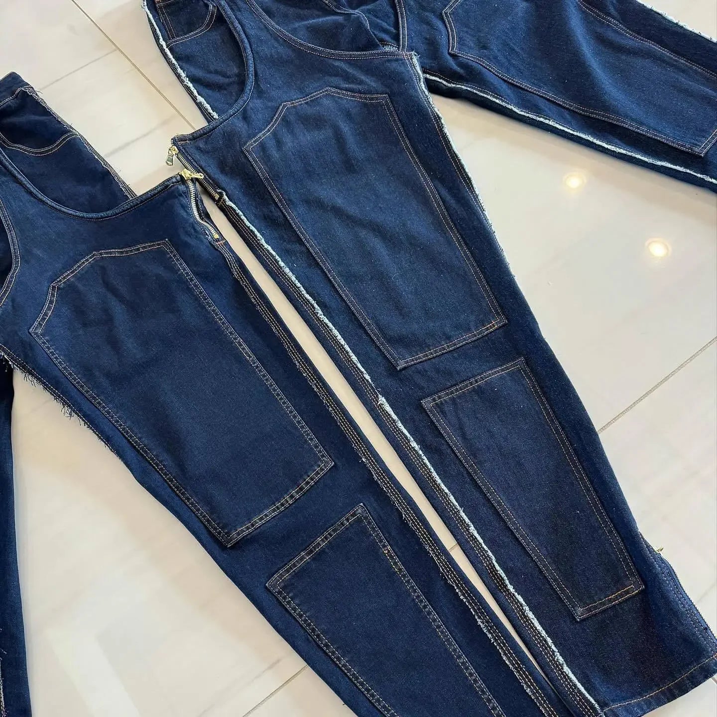 Mom Jeans Straight Pants Women Hollow Out Zipper High Strecth Pockets Irregular Denim Vintage Y2k 2025 Trousers Streetwear Aviola