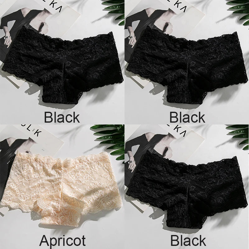 4PCS/Set Lace Women Panties Sexy Underwear Perspective Floral Hollow Out Briefs Female Underpants Breathable Ladies Lingerie Aviola